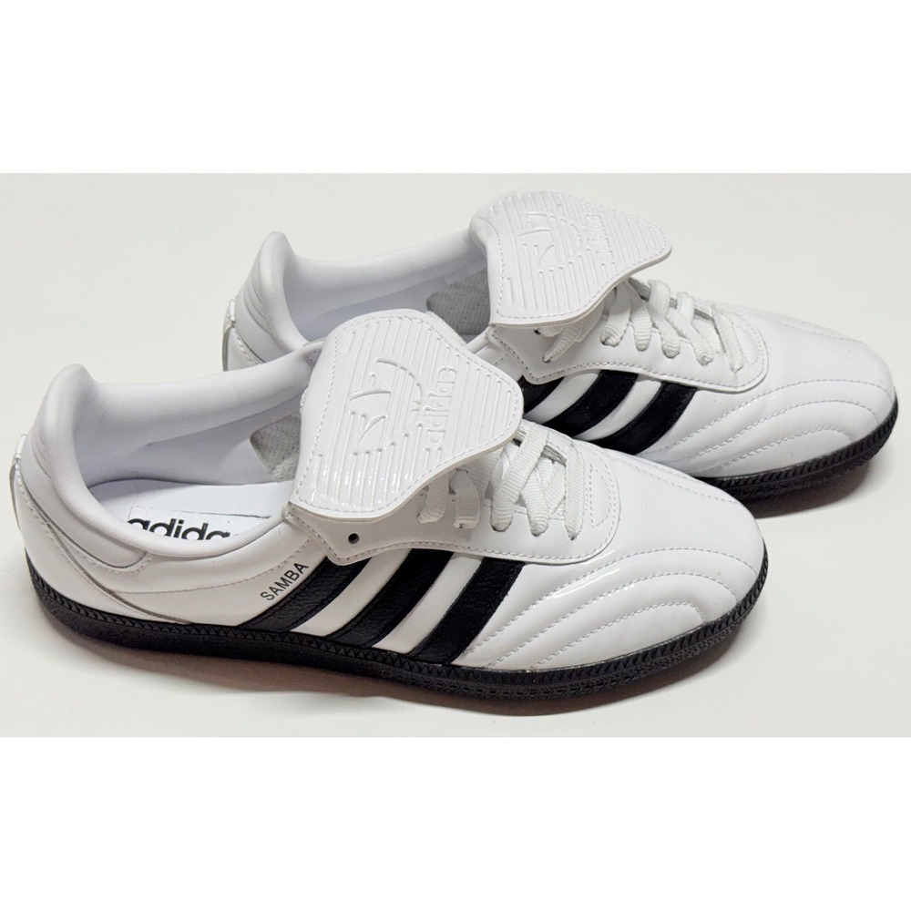 Adidas Samba Patent Leather White‎ Black Fold Over Tongue Sneakers US 8 029002